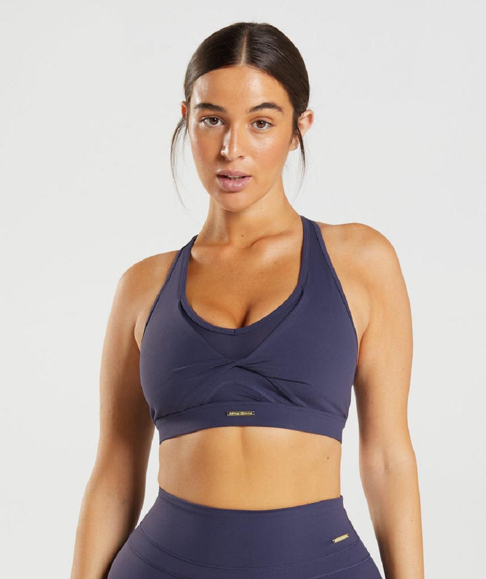 Staniki Sportowe Damskie Gymshark Whitney Mesh Indygo Granatowe | PL 2892VRW